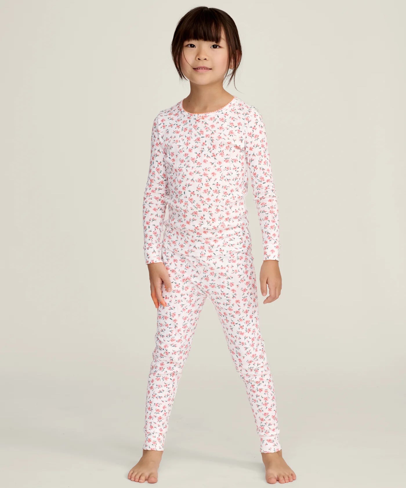 Pink Floral Pointelle Snug Fit Pajamas