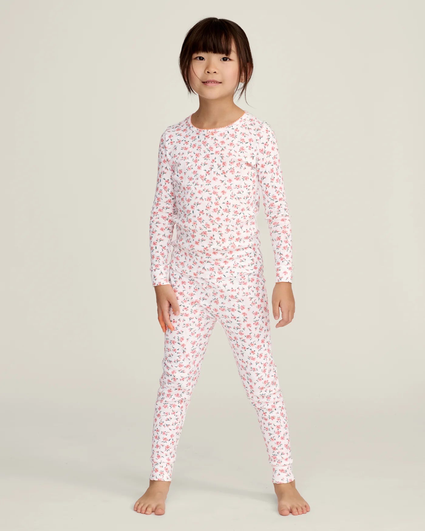 Pink Floral Pointelle Snug Fit Pajamas