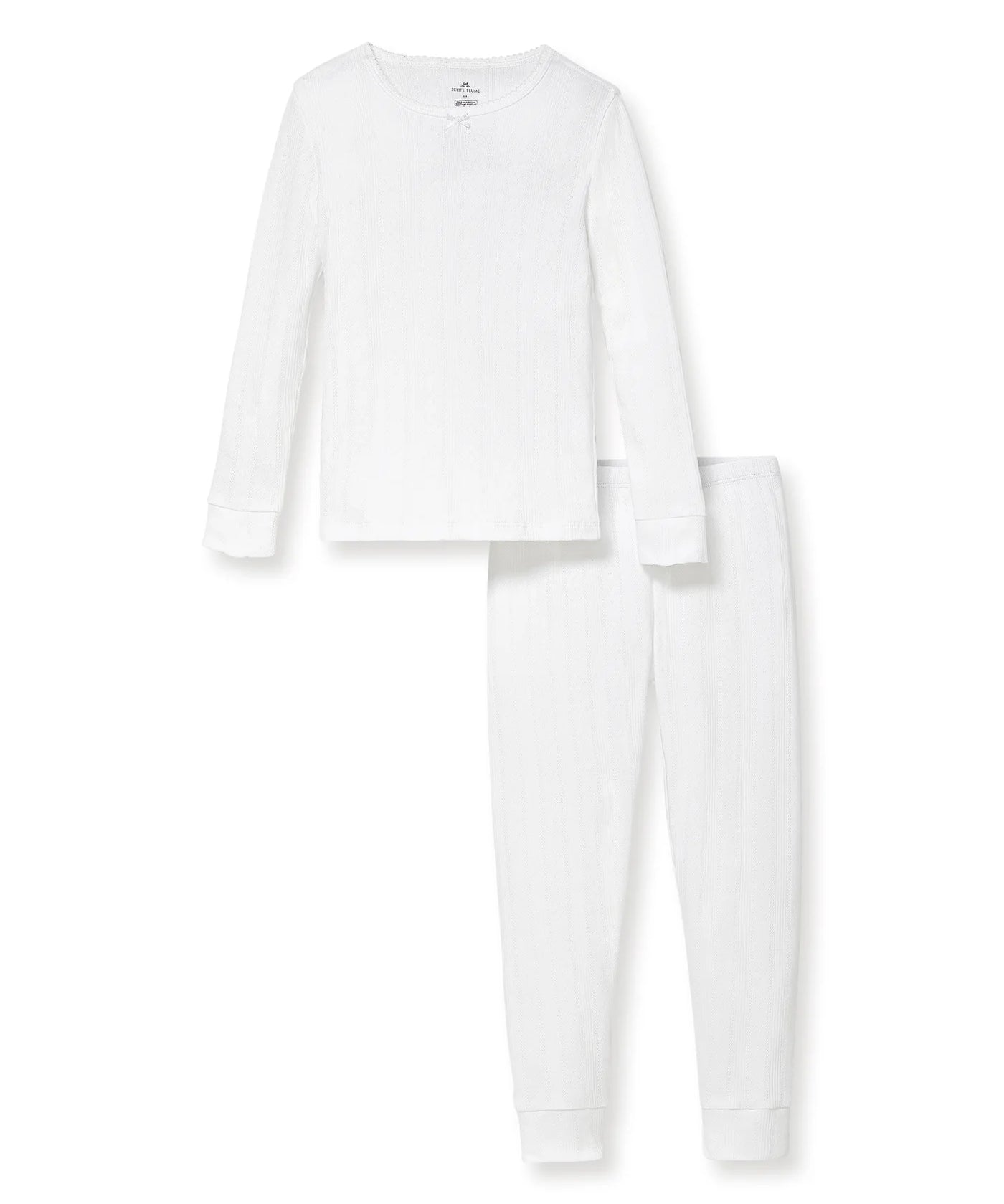 Petite Plume White Pointelle Snug Fit Pajamas