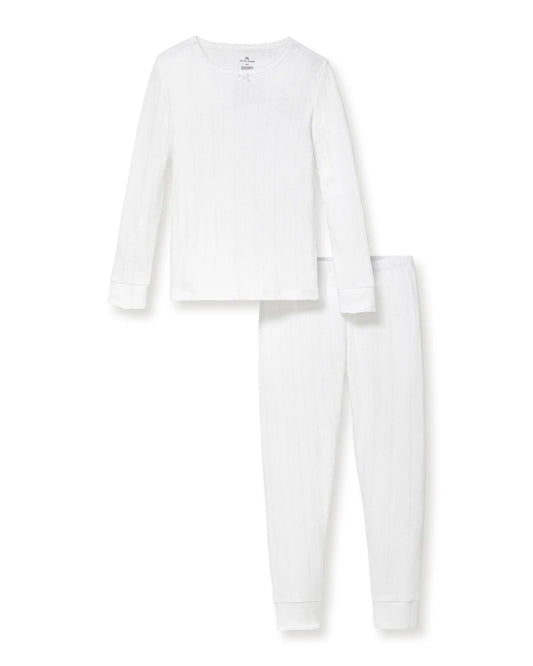 Petite Plume White Pointelle Snug Fit Pajamas