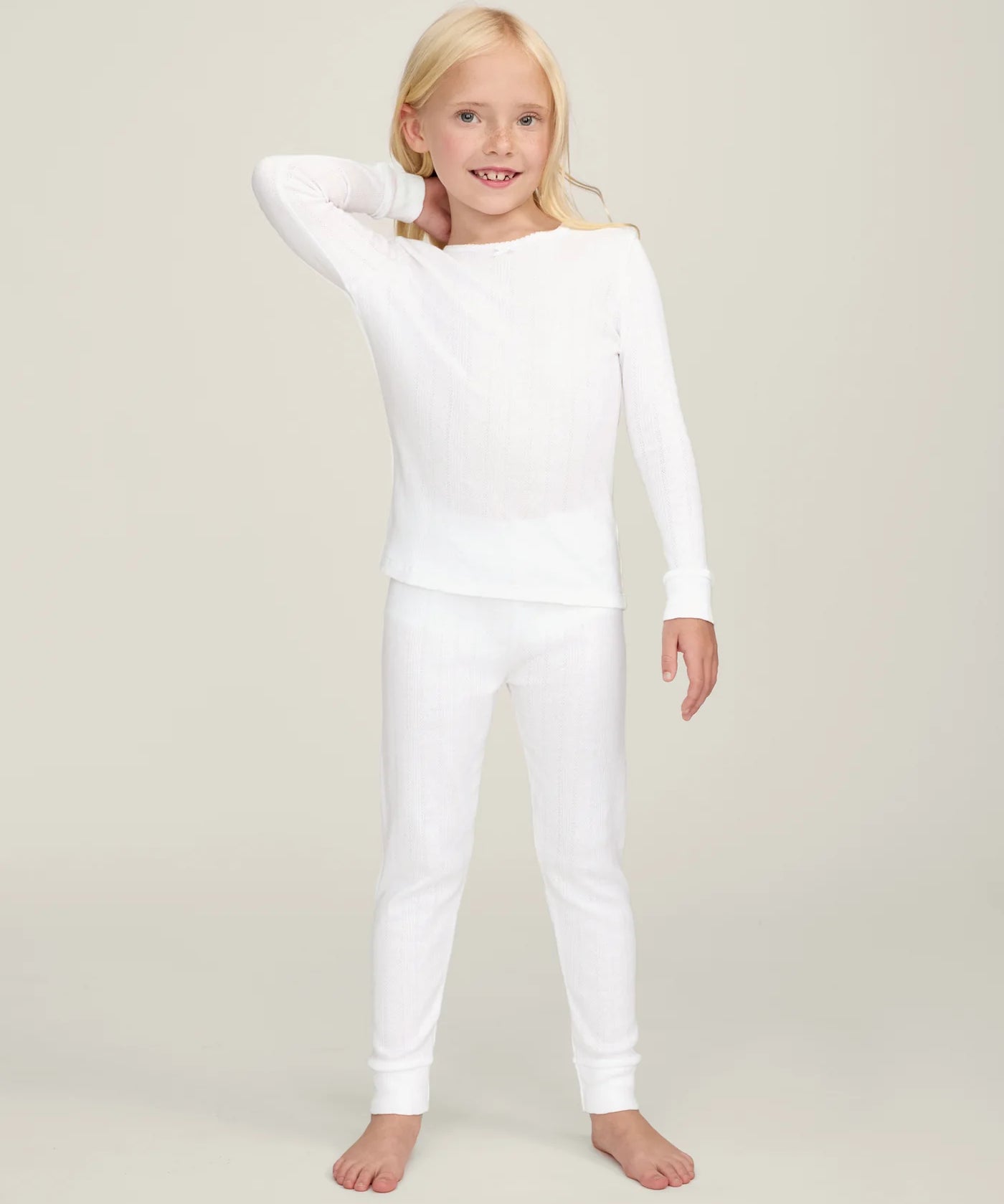 Petite Plume White Pointelle Snug Fit Pajamas