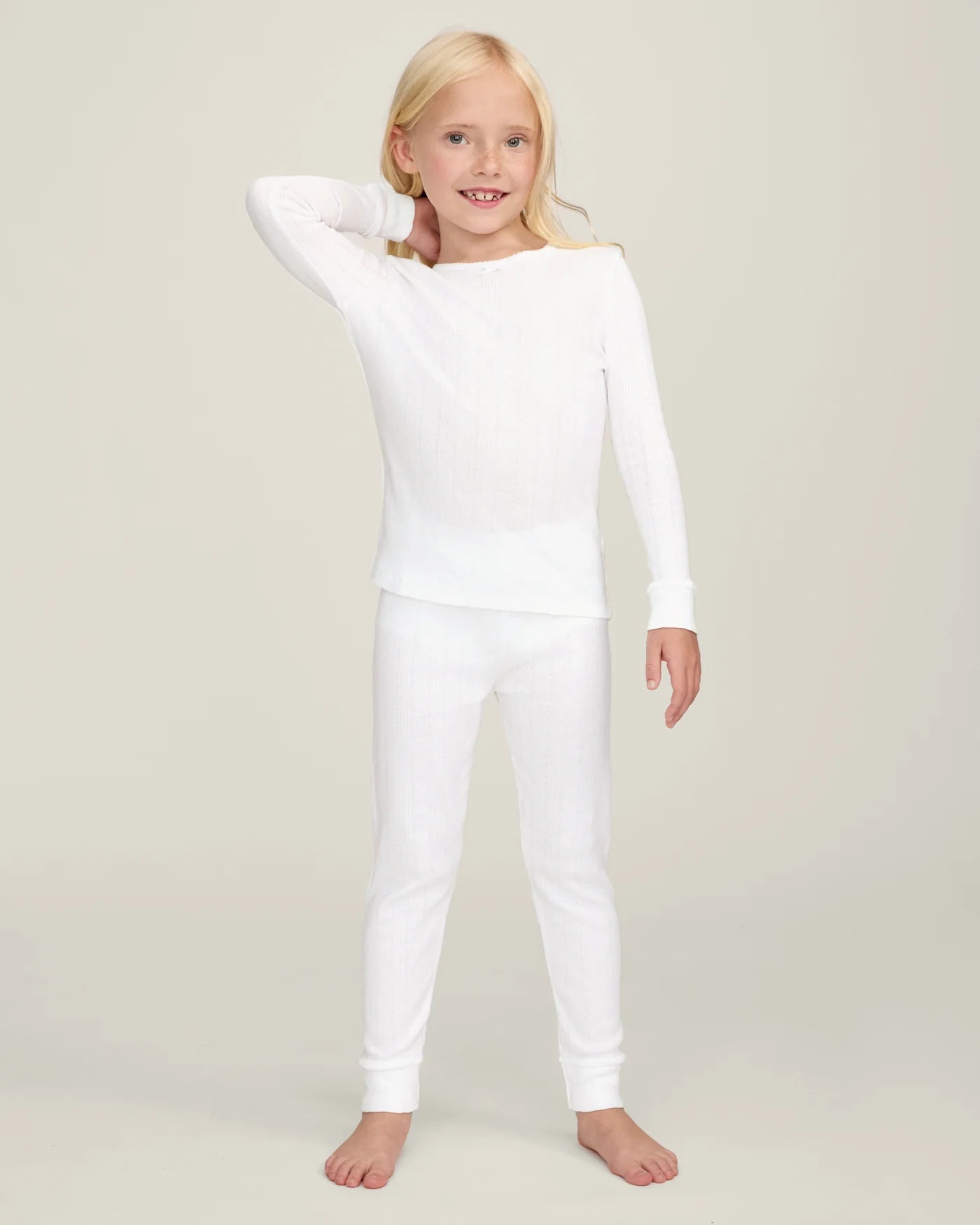 Petite Plume White Pointelle Snug Fit Pajamas