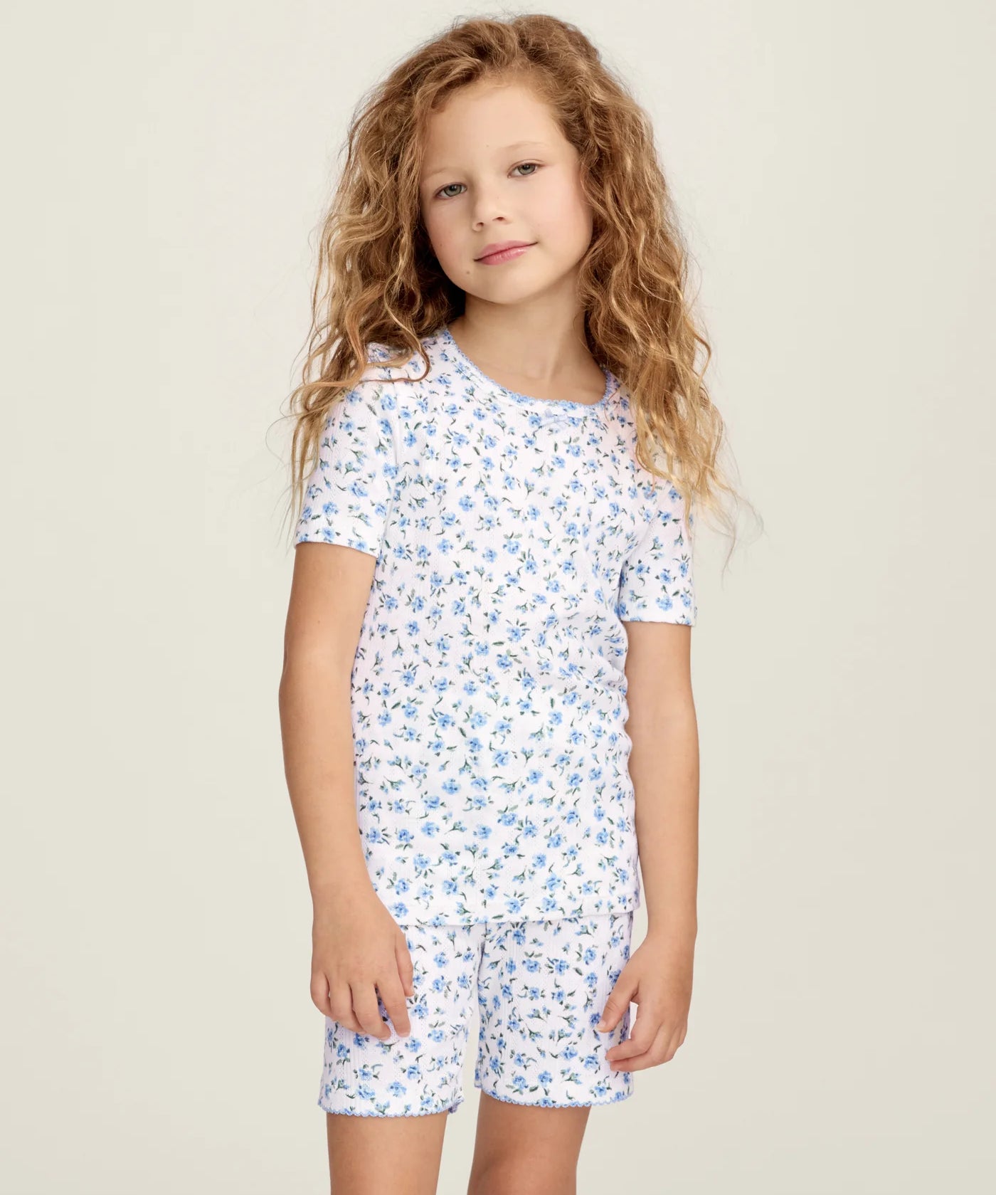 Blue Floral Snug Fit Short Set Pajamas