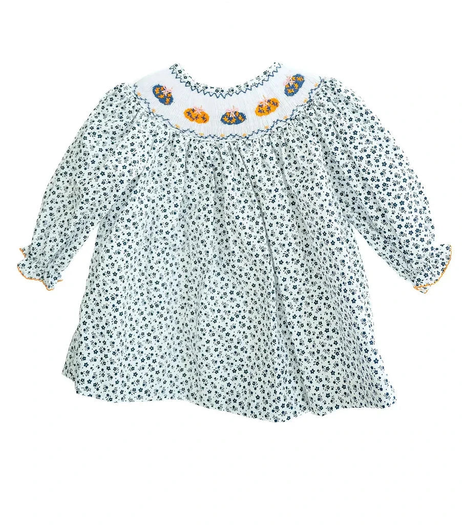 Ruth and Ralph Chinoiserie Pumpkins Smocked Helen Dress