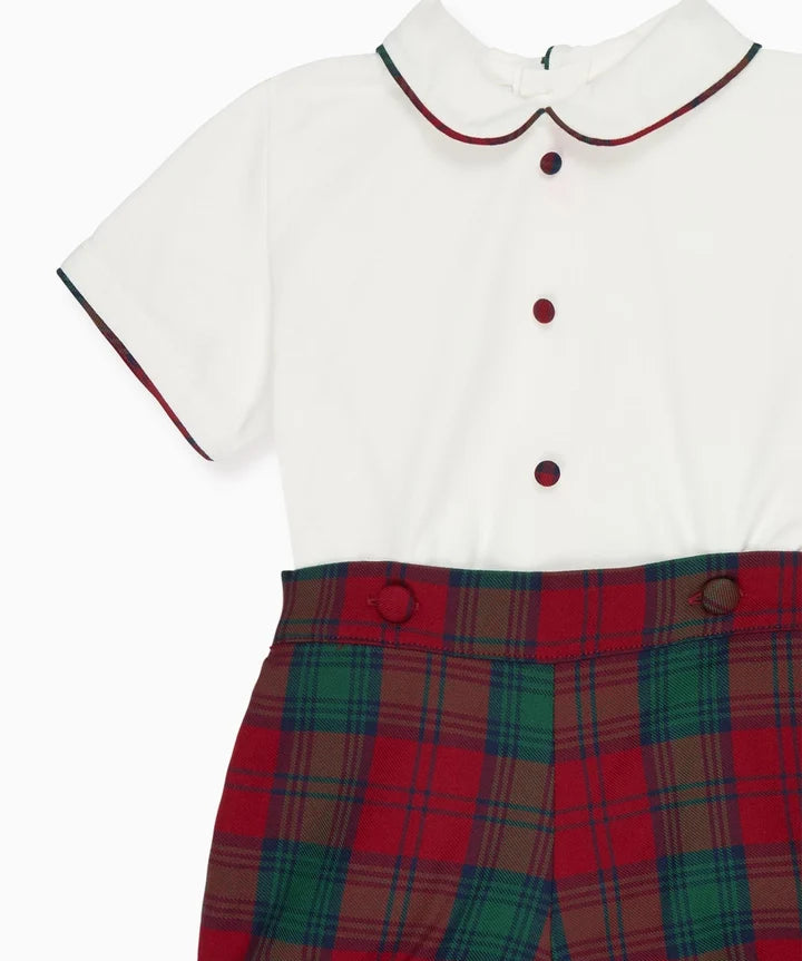La Coqueta Red Tartan Pablo Baby Boy Set