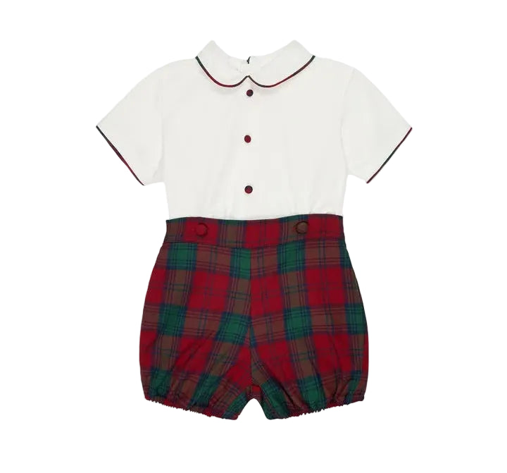La Coqueta Red Tartan Pablo Baby Boy Set