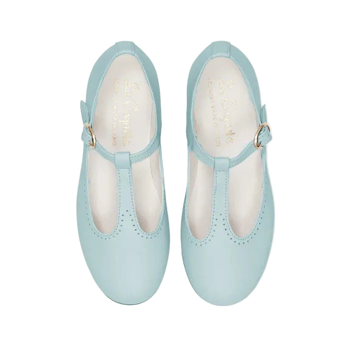 La Coqueta Light Blue Leather Girl T-Bar Shoes