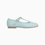 La Coqueta Light Blue Leather Girl T-Bar Shoes