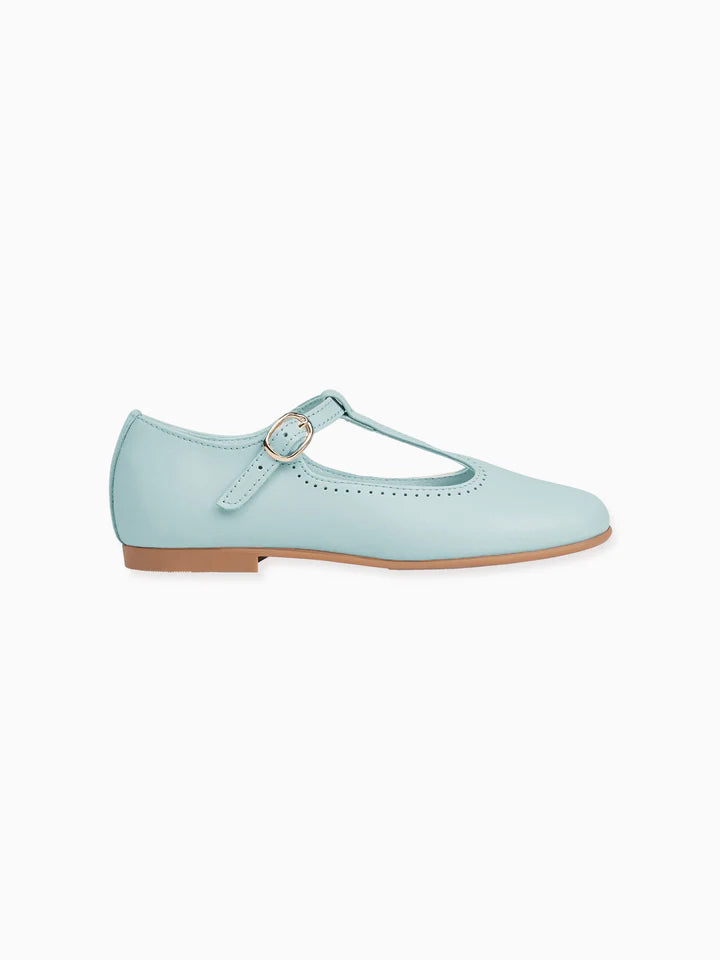 La Coqueta Light Blue Leather Girl T-Bar Shoes
