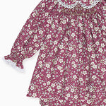 La Coqueta Burgundy Floral Palma Baby Girl Hand-Smocked Set