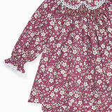 La Coqueta Burgundy Floral Palma Baby Girl Hand-Smocked Set