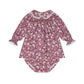 La Coqueta Burgundy Floral Palma Baby Girl Hand-Smocked Set