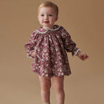 La Coqueta Burgundy Floral Palma Baby Girl Hand-Smocked Set
