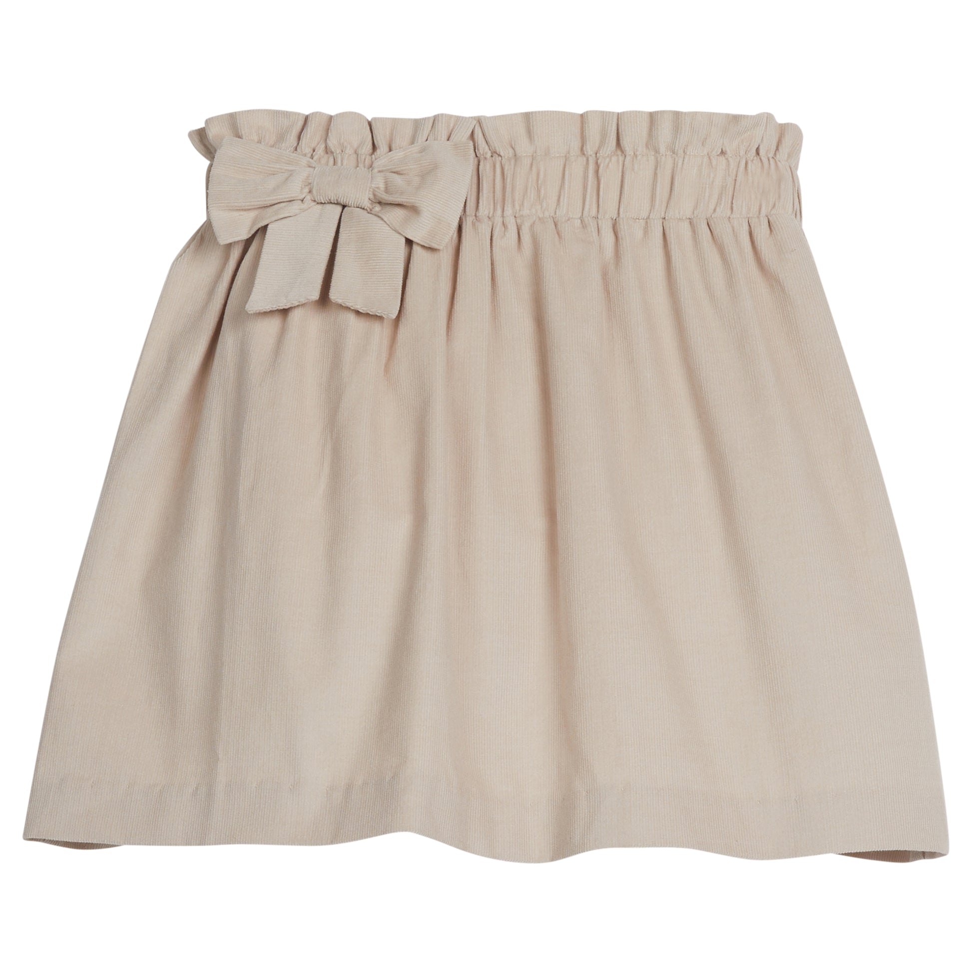 Little English Paperbag Bow Skirt- Stone Corduroy