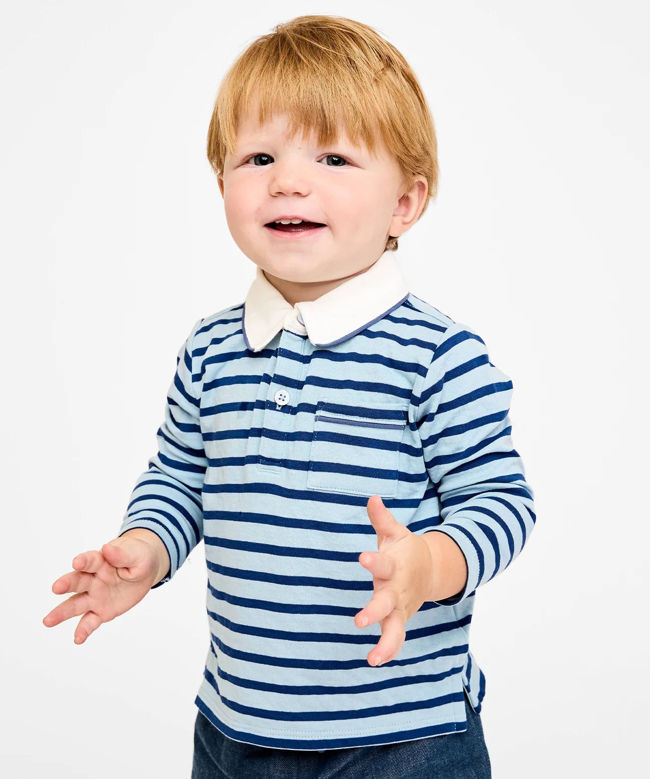 Oso & Me Parker Polo- Sky Blue Stripe