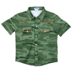 BlueQuail Post Oak Camo Pearl Snap Short Sleeve Shirt