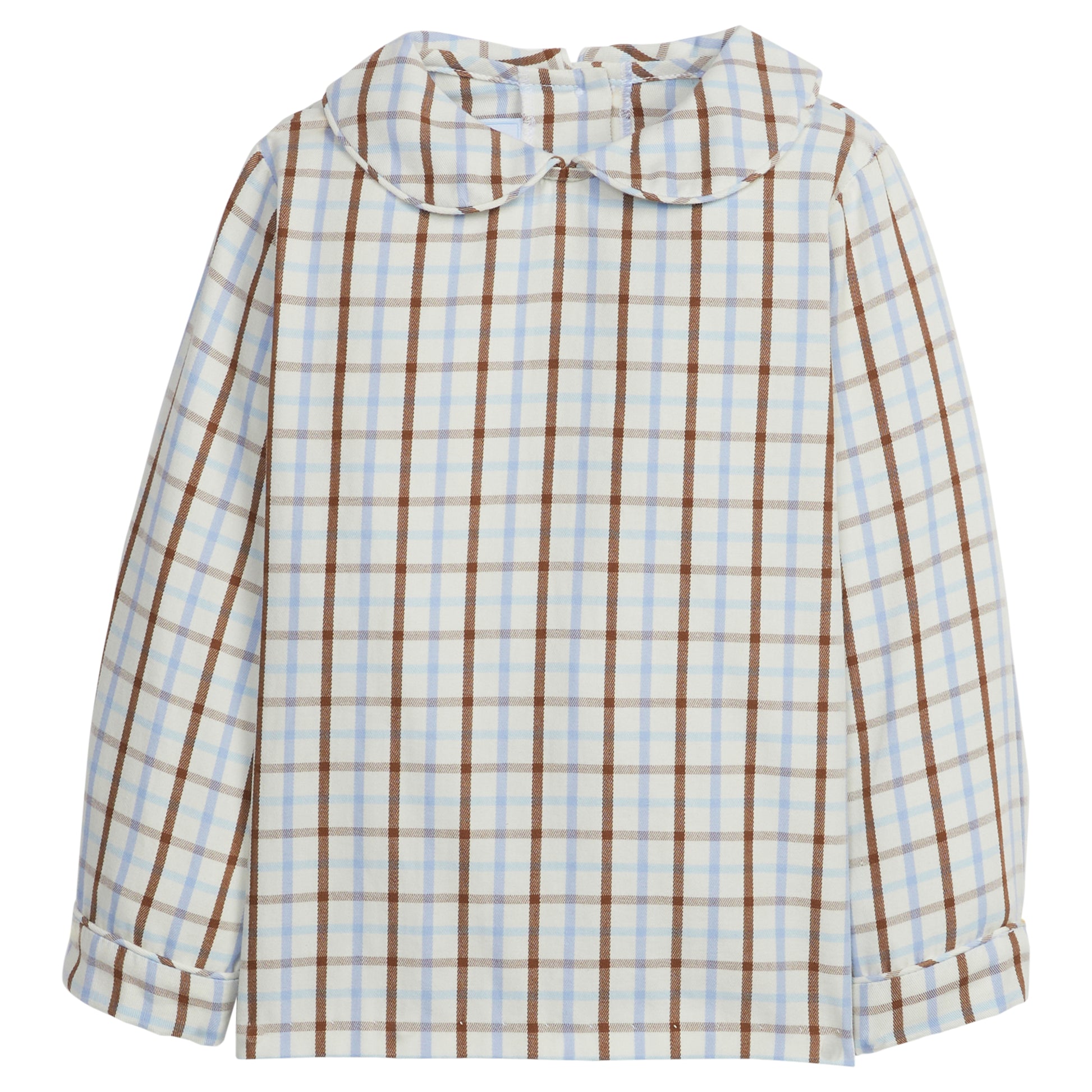 Little English Peter Pan Shirt - Brownfield Plaid