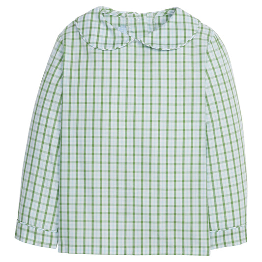 Little English Peter Pan Shirt - Leland Plaid