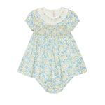 La Coqueta Green Floral Petra Baby Girl Hand-Smocked Set