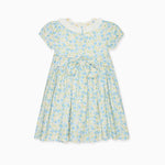La Coqueta Green Floral Petra Girl Hand-Smocked Dress
