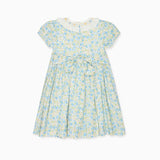 La Coqueta Green Floral Petra Girl Hand-Smocked Dress