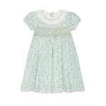 La Coqueta Green Floral Petra Girl Hand-Smocked Dress