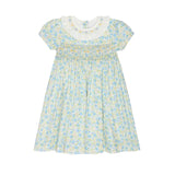 La Coqueta Green Floral Petra Girl Hand-Smocked Dress