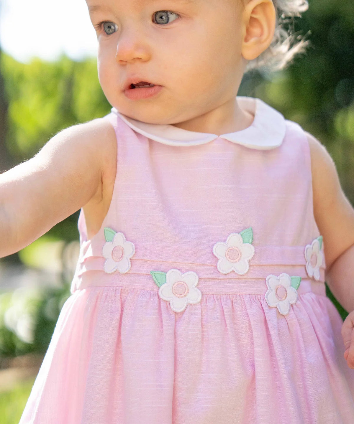 Florence Eiseman Linen-Look Dress and Bloomers With Flowers