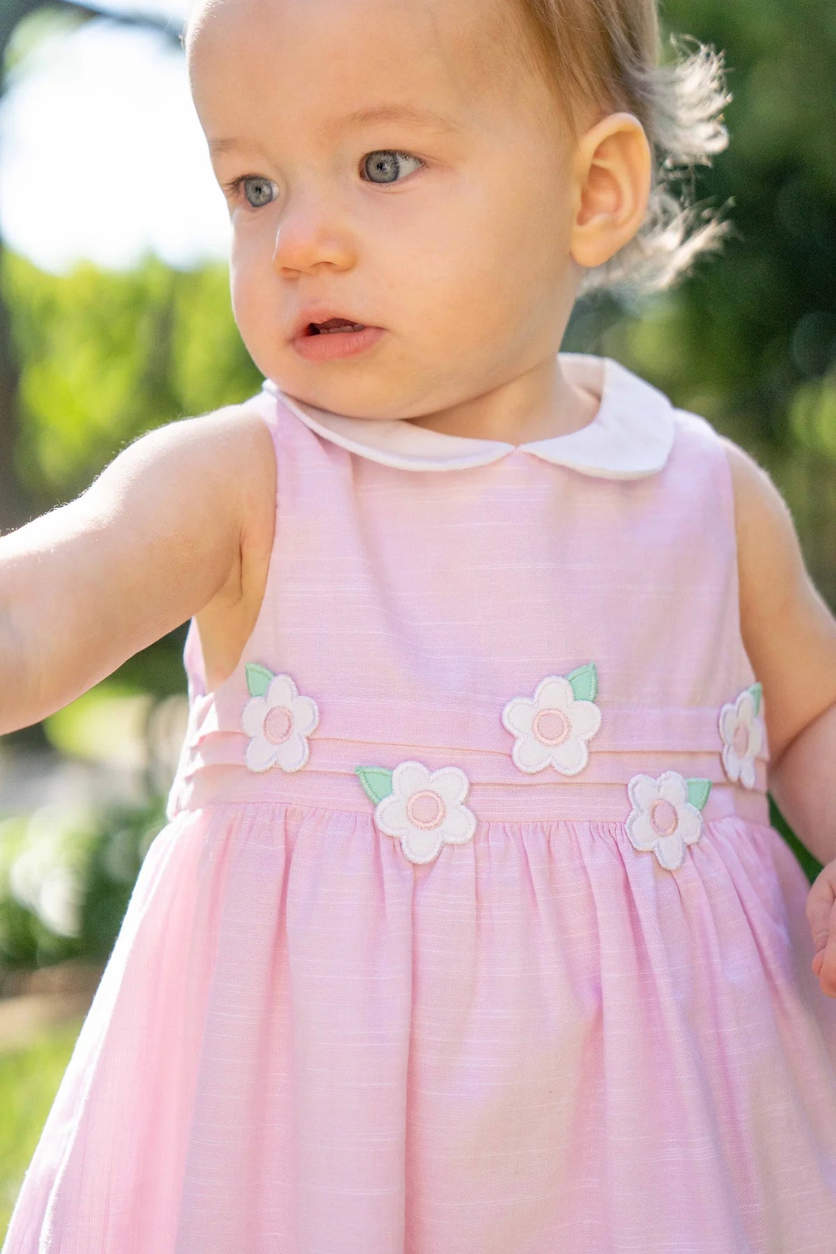 Florence Eiseman Linen-Look Dress and Bloomers With Flowers
