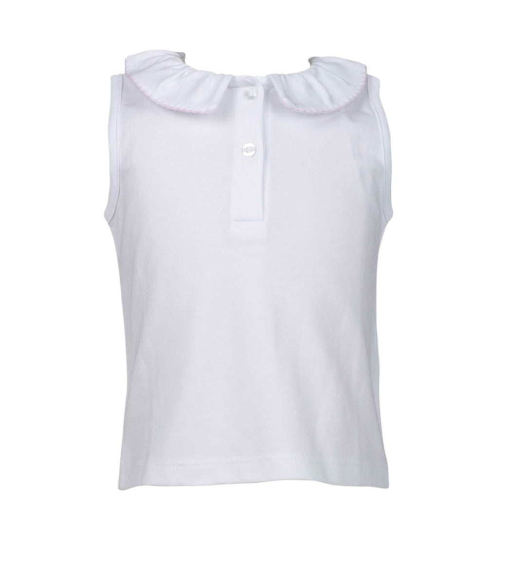 The Proper Peony Pima Sleeveless Top With Pink Trim