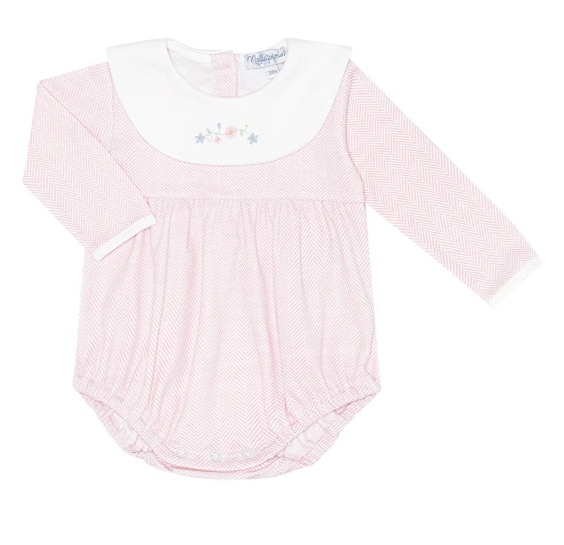 Nellapima Pink Herringbone Embroidered Bubble