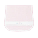Nellapima Pink Herringbone Embroidered Burp Cloth- Flowers