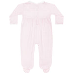 Nellapima Pink Herringbone Embroidered Footie- Flowers