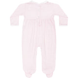 Nellapima Pink Herringbone Embroidered Footie- Flowers