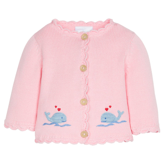 Little English Crochet Sweater - Pink Whale