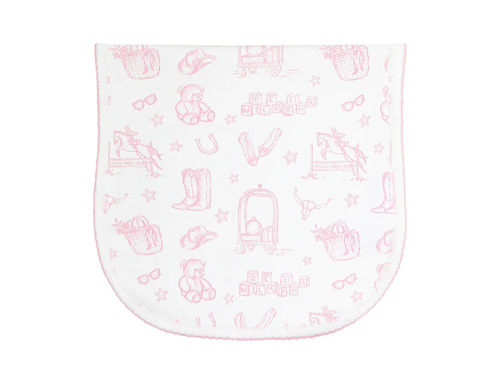 Nellapima Pink Lone Star Toile Burp Cloth