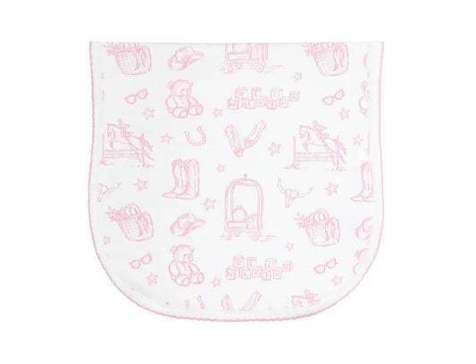Nellapima Pink Lone Star Toile Burp Cloth