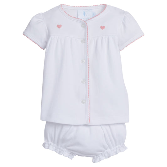 Little English Pinpoint Layette Set - Heart