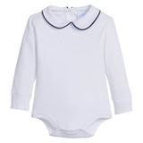 Little English Piped Peter Pan Onesie - Navy