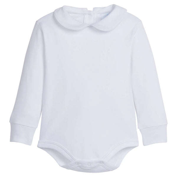 Piped Peter Pan Long Sleeve Onesie - White