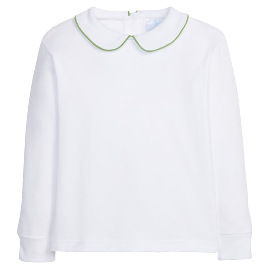 Little English Piped Peter Pan Shirt - Watercress