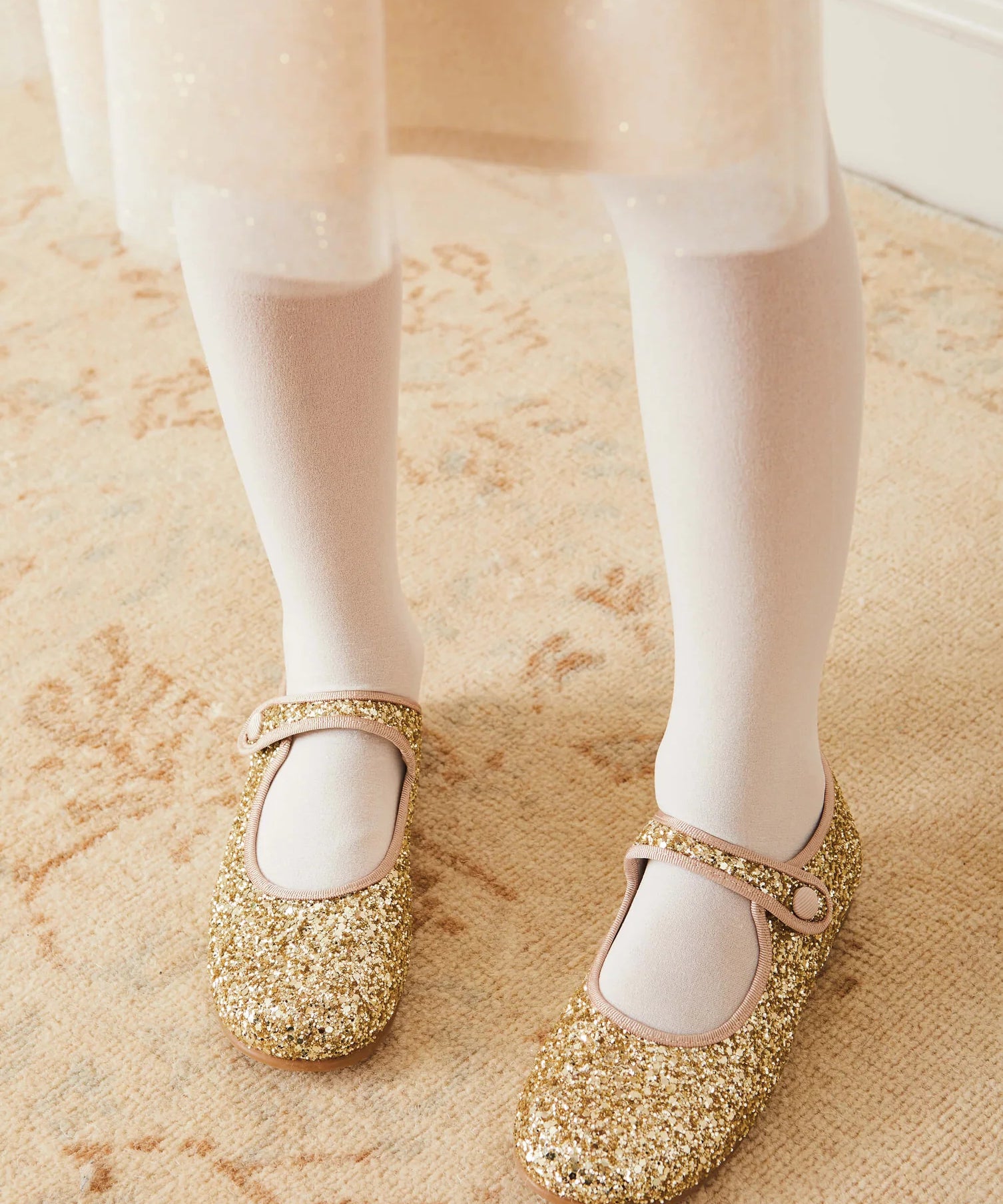 Glittery Mary Jane Shoes in Gold