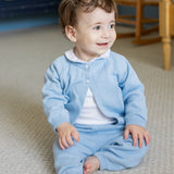 Little English Pointelle Knit Set- Light Blue 