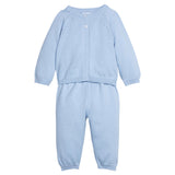 Little English Pointelle Knit Set- Light Blue 