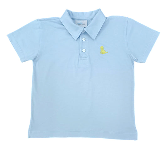 James and Lottie Light Blue with Yellow Puppy Polo