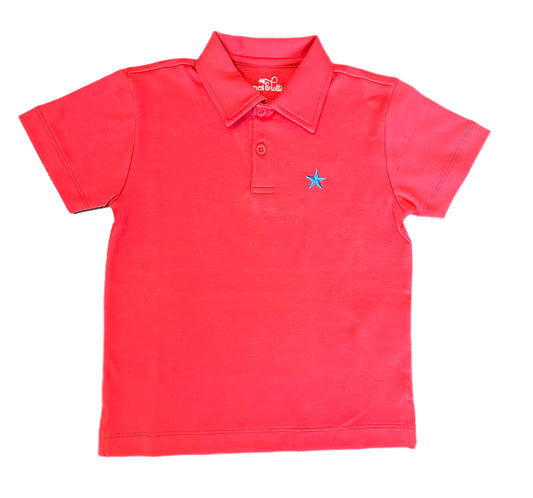 James and Lottie Red with Light Blue Star Polo