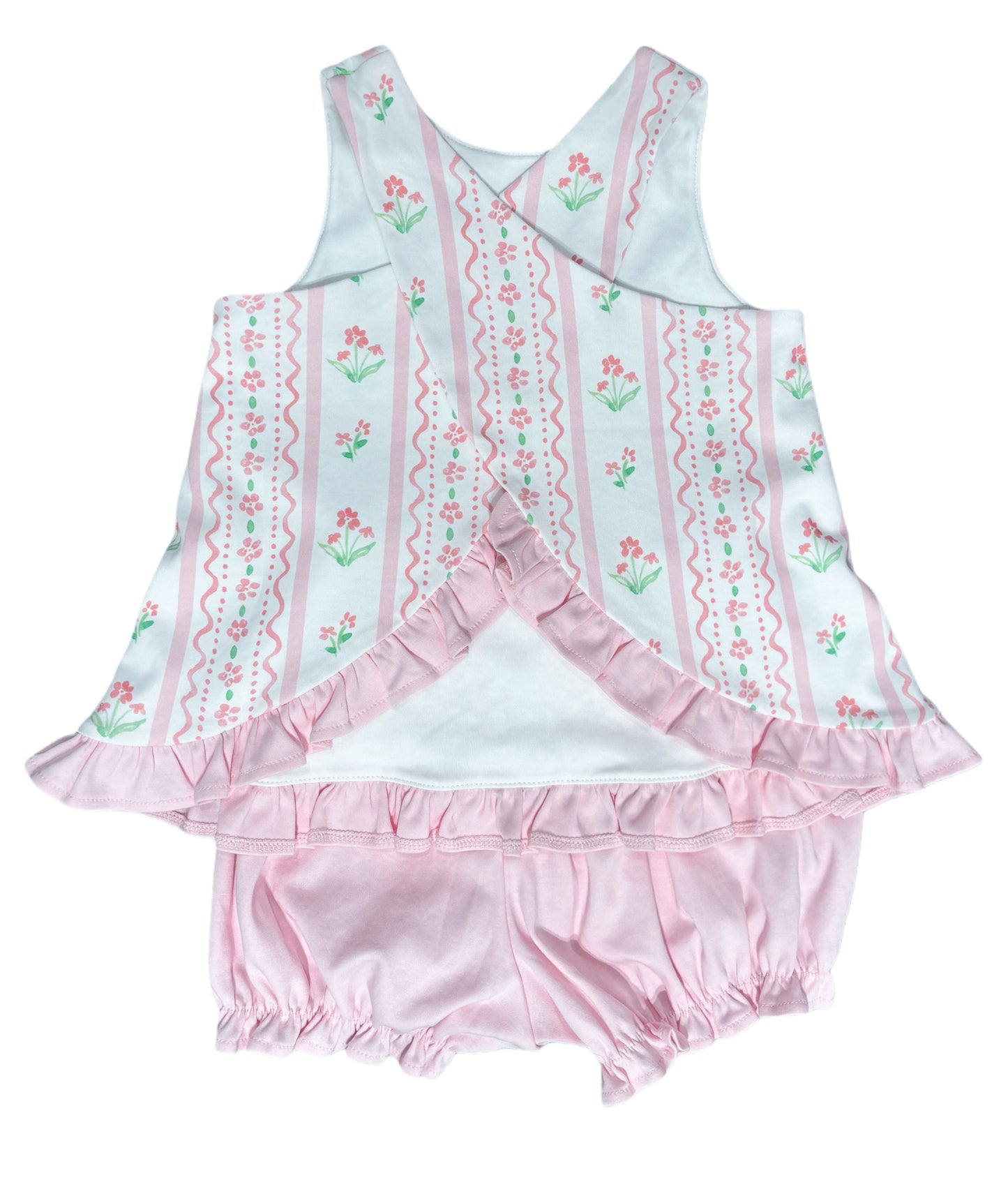 James and LottiePink Floral Scallop Poppy Bloomer Set