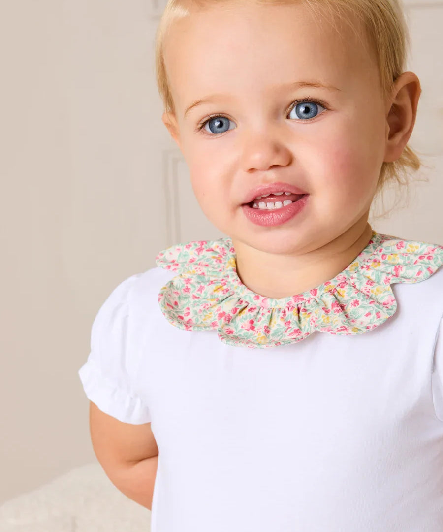 Adelaide Floral Petal Collar Bodysuit in Pink