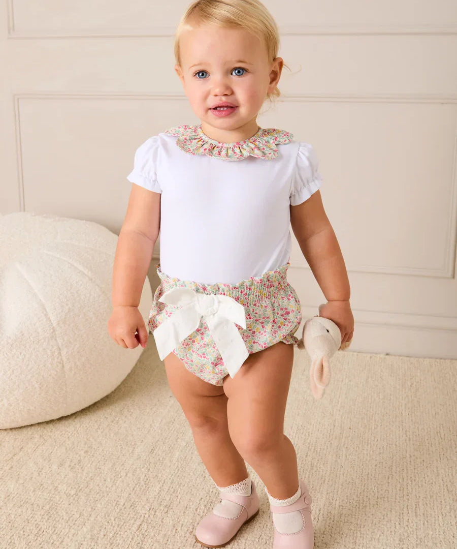 Adelaide Floral Bow Detail Bloomers in Pink