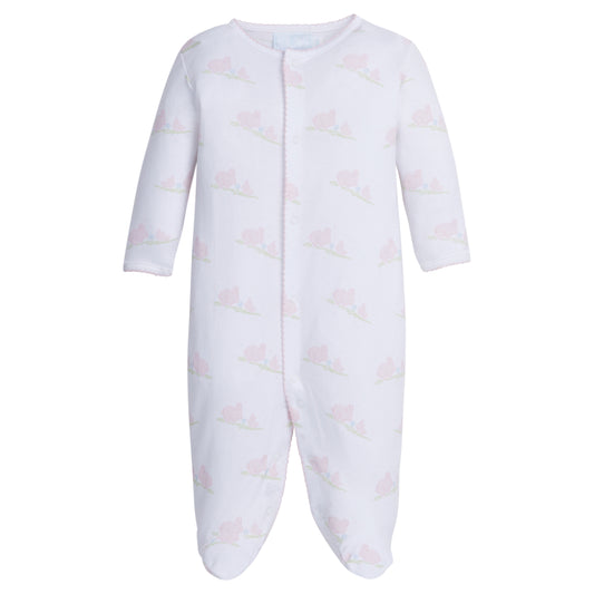 Little English Printed Footie - Pink Bunnies